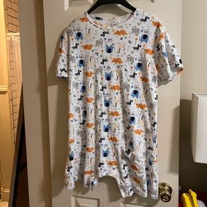 ABDL Romper Onesie with Safari Animal and Dinosaur Print, Adult Medium